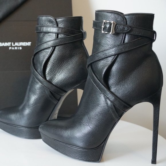 EUC Saint Laurent Leather Ankle Boots SZ 9.5 - Picture 6 of 16
